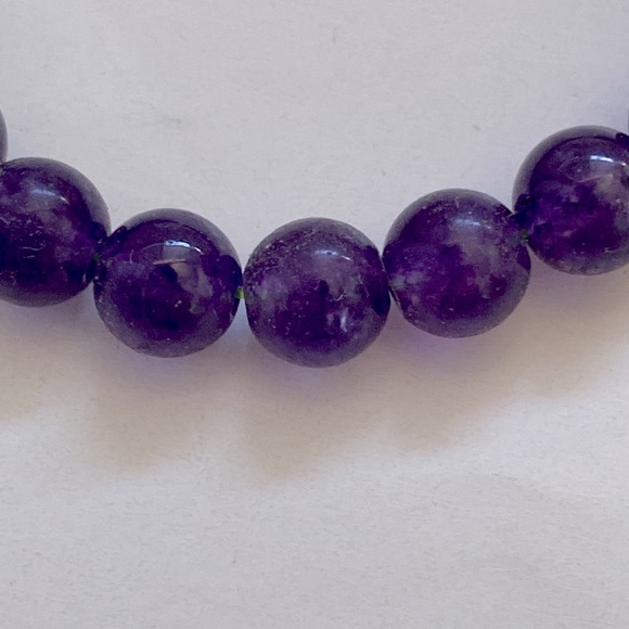 Semi-Precious Long Beaded Necklace Purple - Picture 2 of 2